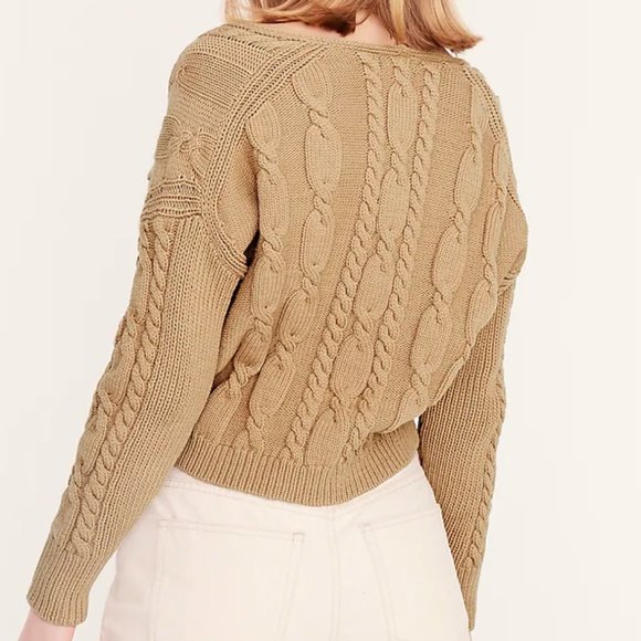 J CREW V Neck Cable-Knit Sweater Size XL - Picture 3 of 10